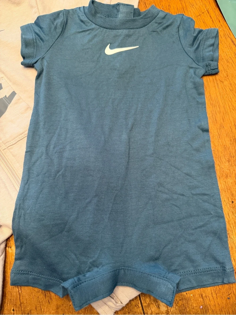 Nike infant Cream Zip Hoodie Romper & Teal Short-Sleeve Onesie